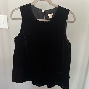 Women’s J Crew Velvet Sleeveless Peplum Top | Size 6 | New with tags